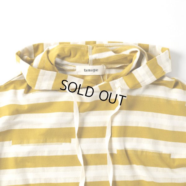 画像2: tumugu / ツムグ でこぼこインレーボーダー フードプルオーバー (2)