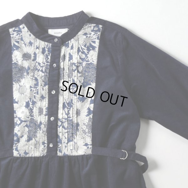 画像4: sosotto / ソソット 細コール×LIBERTY ビブヨーク切替ワンピース (4)