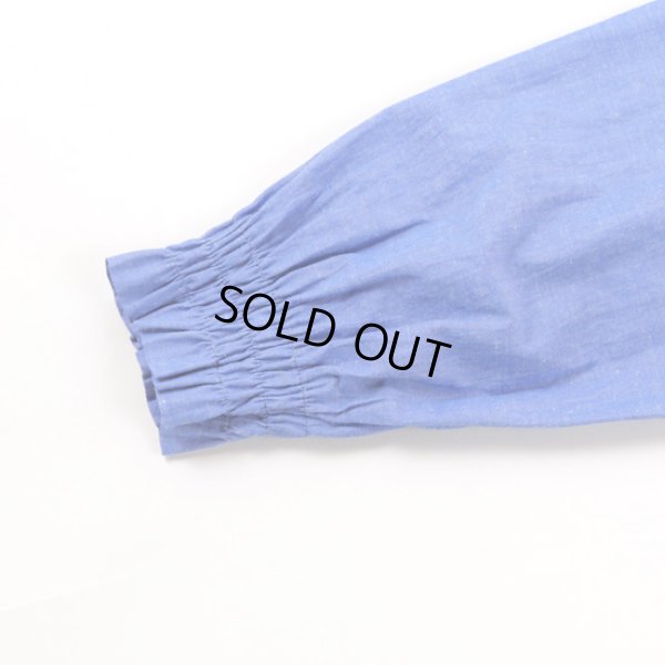 画像4: sosotto / ソソット 綿麻シャンブレー×リバティヨーク切替 ゴムシャーリングブラウス (4)