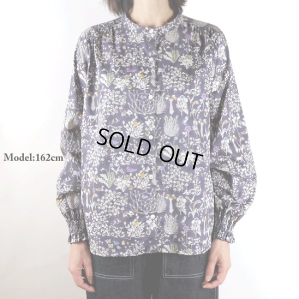 画像9: sosotto / ソソット リバティプリント バンドカラー 袖シャーリングブラウス (9)