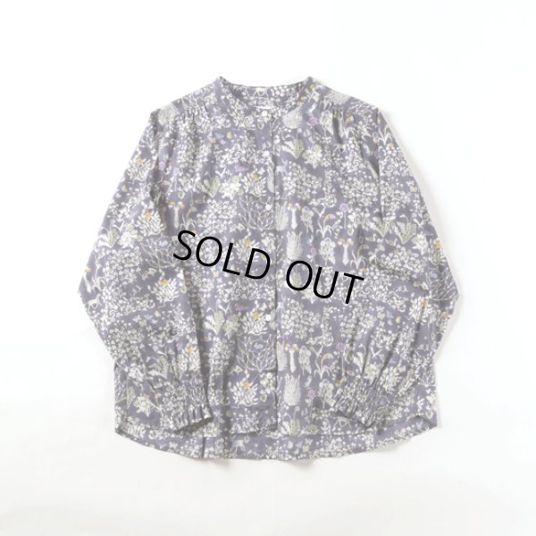 画像6: sosotto / ソソット リバティプリント バンドカラー 袖シャーリングブラウス (6)