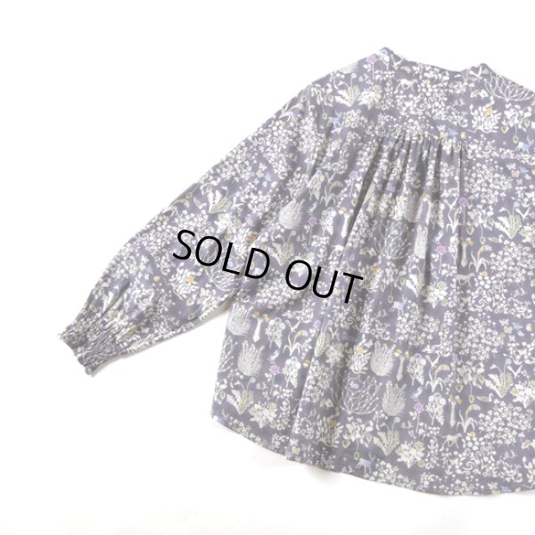 画像7: sosotto / ソソット リバティプリント バンドカラー 袖シャーリングブラウス (7)