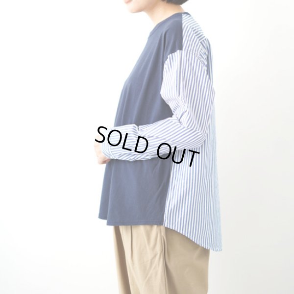 画像3: NATURAL LAUNDRY / ナテュラルランドリー クラフトパネル ストライプシャツプルオーバー (3)