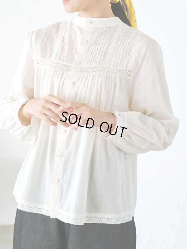 画像3: PONT DE CHALONS / ポンデシャロン 2WAYレースハイネックブラウス (3)