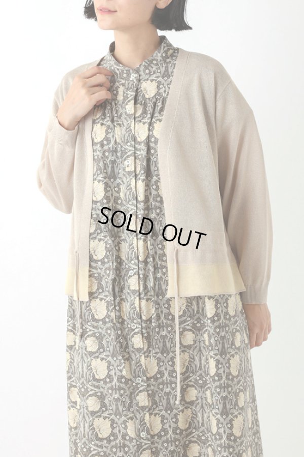 画像2: sosotto / ソソット ラメ切替 ウエストドロストカーディガン 9分袖  (2)