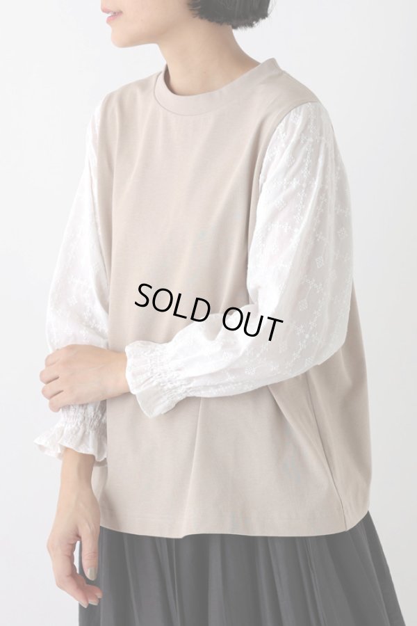 画像3: sosotto / ソソット 天竺 袖クロスステッチ刺しゅう7分袖 (3)