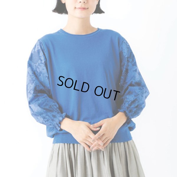 画像2: sosotto / ソソット リネンコットンLIBERTY袖ドッキングプルオーバー7分袖 (2)