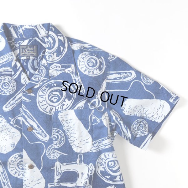 画像4: STUDIOD'ARTISAN / ステュディオダルチザン インディゴ抜染アロハシャツ (4)