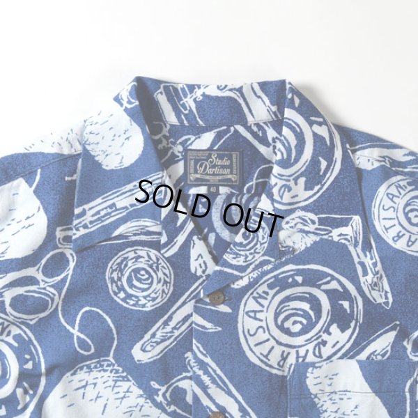 画像2: STUDIOD'ARTISAN / ステュディオダルチザン インディゴ抜染アロハシャツ (2)