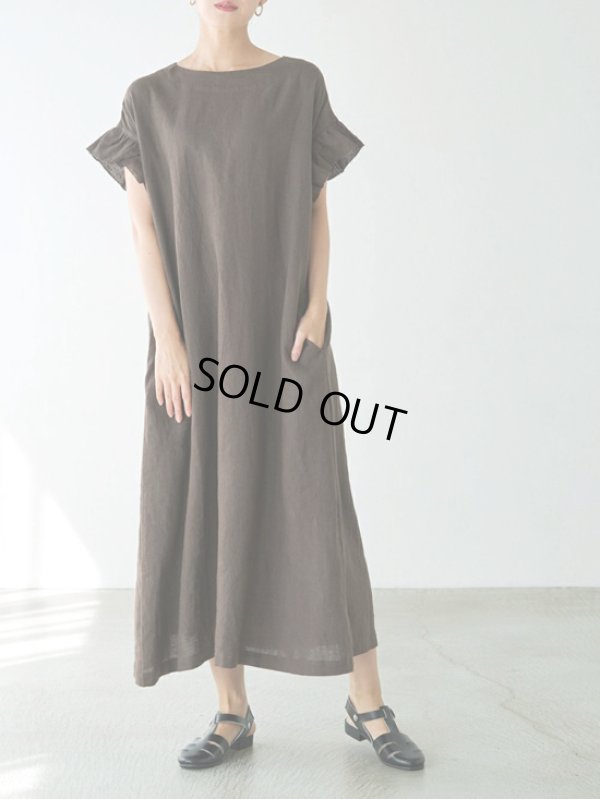 画像2: PONT DE CHALONS / ポンデシャロン リネンフリル袖ワンピース (2)