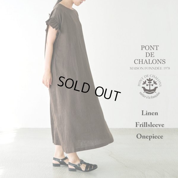画像1: PONT DE CHALONS / ポンデシャロン リネンフリル袖ワンピース (1)