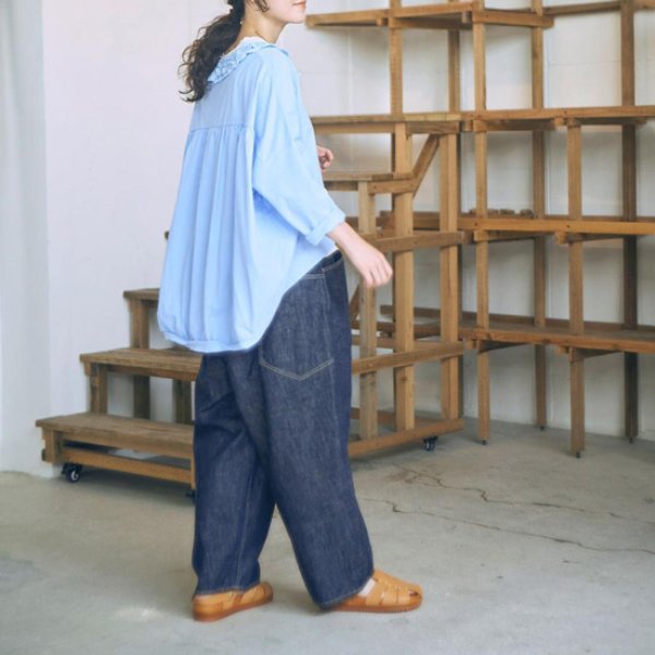 画像8: tumugu / ツムグ コットン天竺×バテンレース Vネックプルオーバー (8)