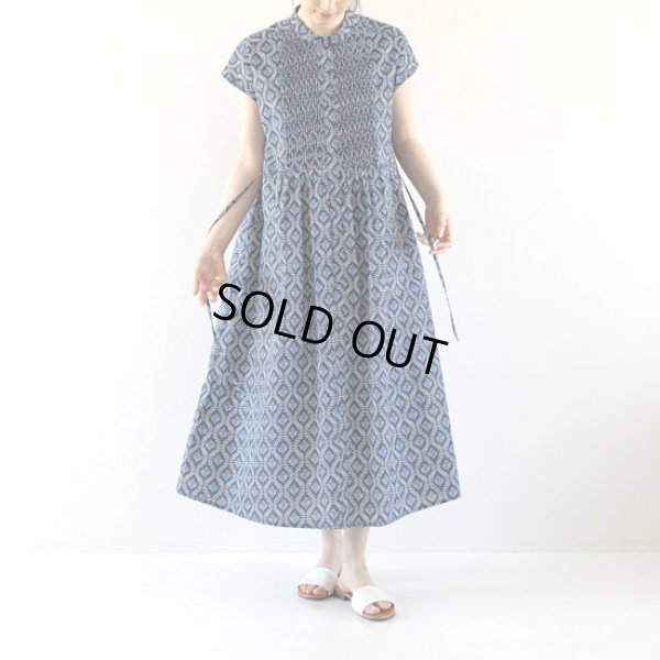 画像4: sosotto / ソソット ツタ柄細ピンタック ウエストドロスト フレンチワンピース (4)