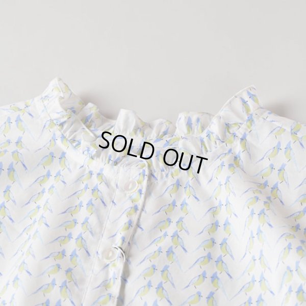 画像7: sosotto / ソソット LIBERTYタナローン ウエストドロストフリル衿プルオーバーブラウス5分袖 (7)