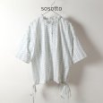 画像5: sosotto / ソソット LIBERTYタナローン ウエストドロストフリル衿プルオーバーブラウス5分袖 (5)