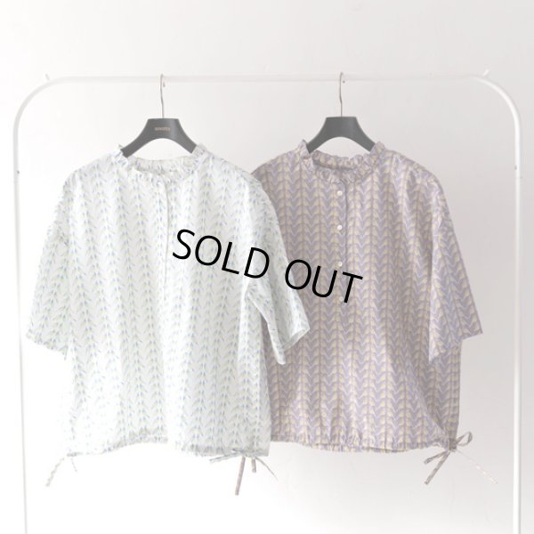 画像14: sosotto / ソソット LIBERTYタナローン ウエストドロストフリル衿プルオーバーブラウス5分袖 (14)