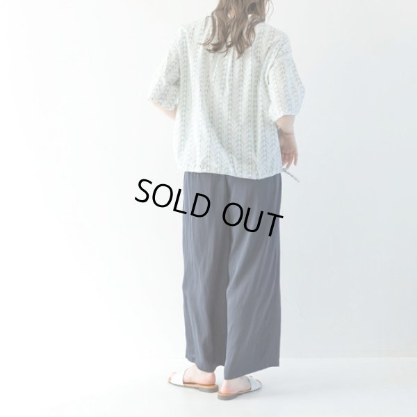 画像3: sosotto / ソソット LIBERTYタナローン ウエストドロストフリル衿プルオーバーブラウス5分袖 (3)