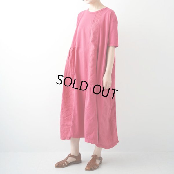 画像4: grin / グリン 天竺×リネン ハギハギ5分袖ワンピース (4)