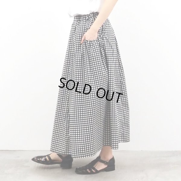 画像10: NARU / ナル ブロードストライプ＆チェック柄 ギャザースカート (10)