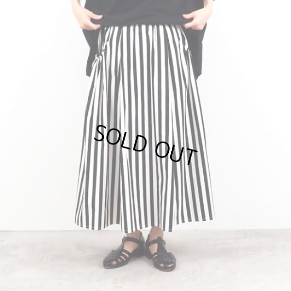 画像2: NARU / ナル ブロードストライプ＆チェック柄 ギャザースカート (2)
