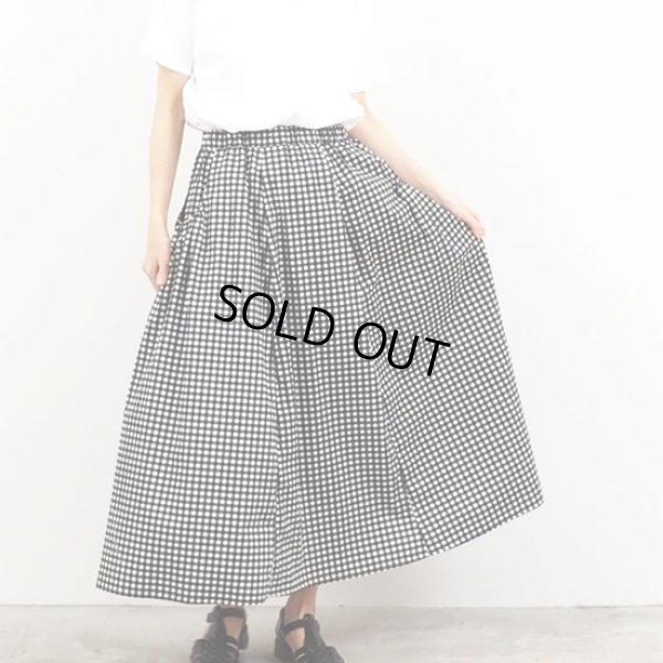 画像9: NARU / ナル ブロードストライプ＆チェック柄 ギャザースカート (9)