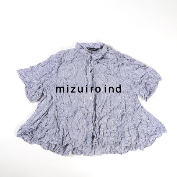画像1: mizuiroind / ミズイロインド ワッシャープリーツ フレアーチェックシャツ (1)