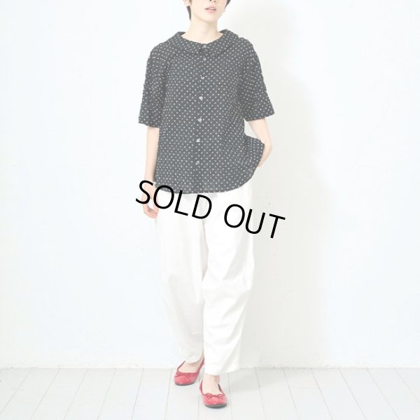 画像3: NARU / ナル 80ローンリップルシンプルドット ワイドカラーシャツ (3)