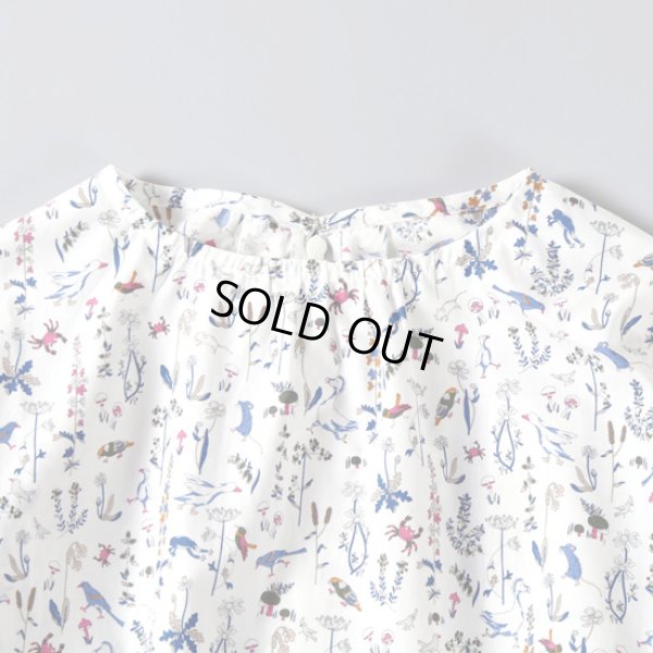 画像2: sosotto / ソソット リバティポプリン ゴムシャーリング袖ブラウス (2)