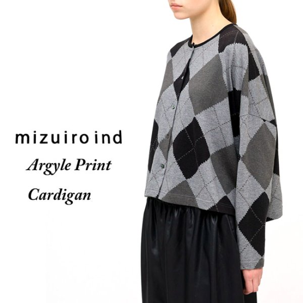 画像1: mizuiroind / ミズイロインド アーガイルプリントカーディガン (1)