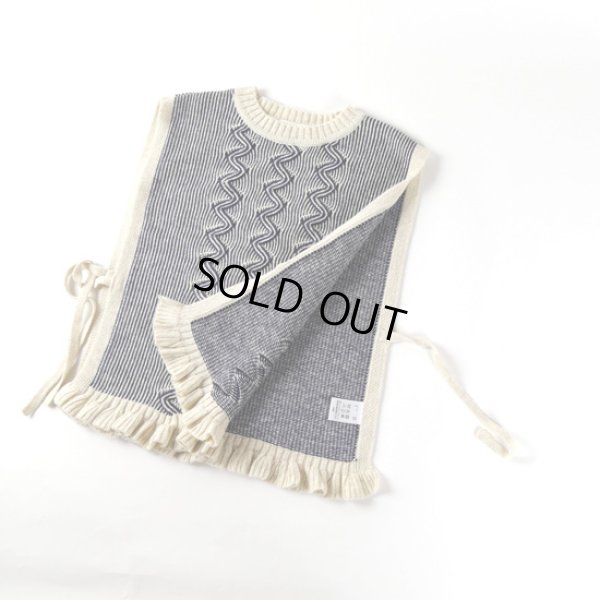 画像7: sosotto / ソソット ストライプケーブル サイドリボン開き裾フリルベスト (7)