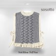 画像1: sosotto / ソソット ストライプケーブル サイドリボン開き裾フリルベスト (1)
