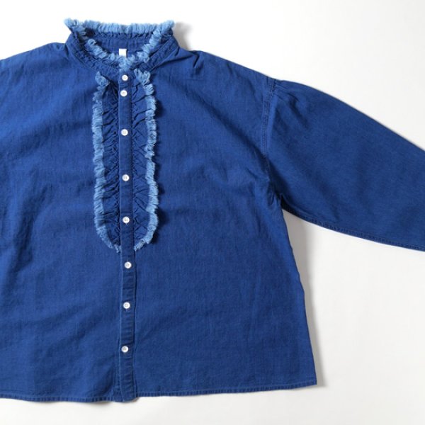 画像5: CLIP.TAB / クリップタブ インディゴシャンブレー フリルシャツ (5)