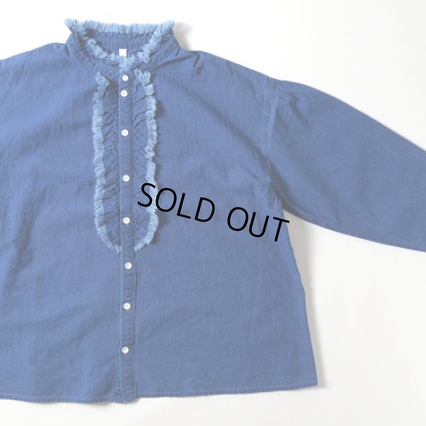 画像5: CLIP.TAB / クリップタブ インディゴシャンブレー フリルシャツ (5)