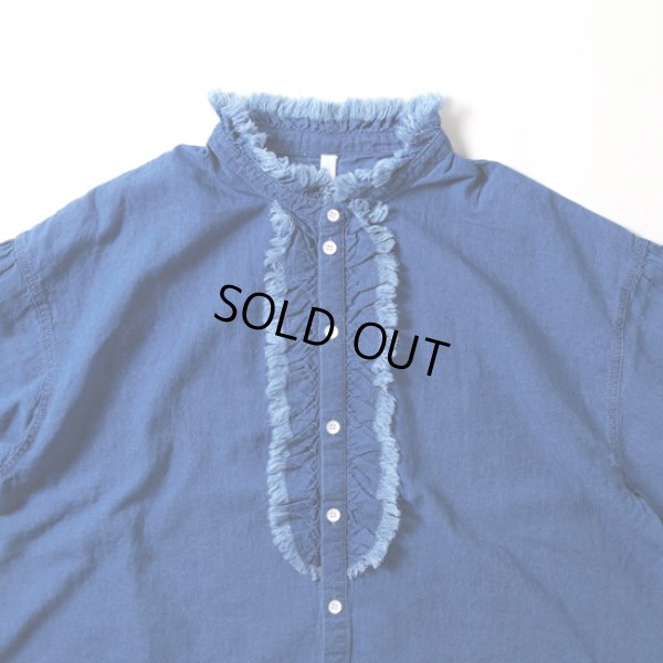 画像2: CLIP.TAB / クリップタブ インディゴシャンブレー フリルシャツ (2)