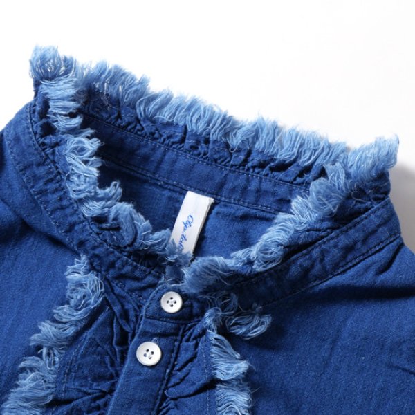 画像3: CLIP.TAB / クリップタブ インディゴシャンブレー フリルシャツ (3)