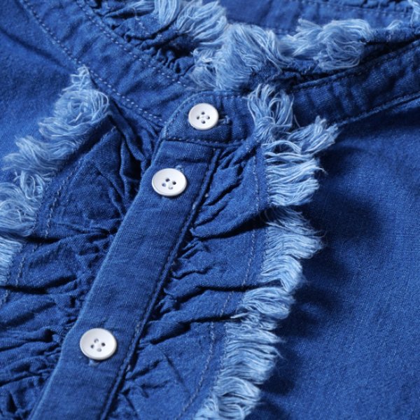 画像4: CLIP.TAB / クリップタブ インディゴシャンブレー フリルシャツ (4)