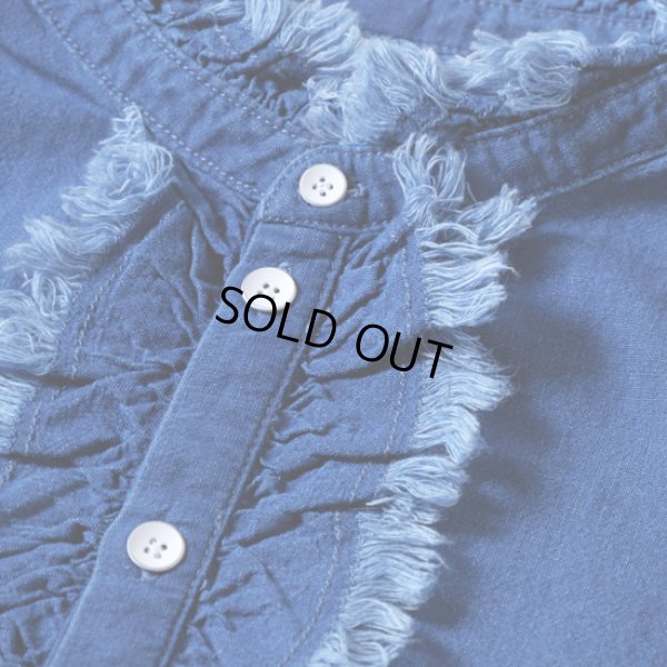 画像4: CLIP.TAB / クリップタブ インディゴシャンブレー フリルシャツ (4)