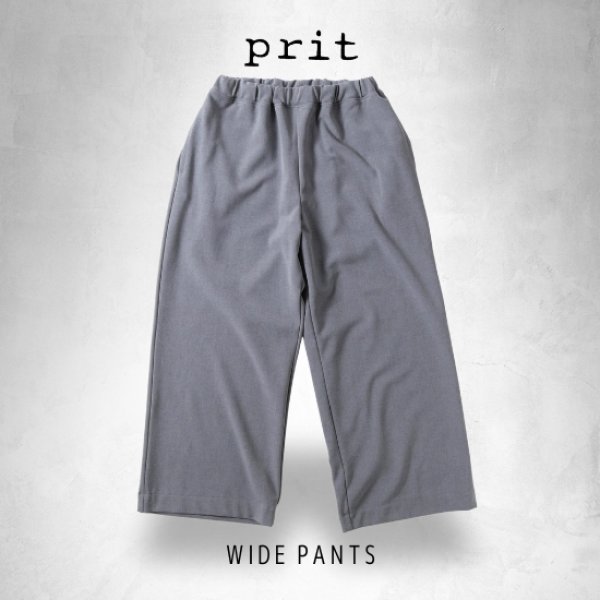 画像1: prit / プリット ツイルストレッチ裏起毛 ワイドパンツ (1)