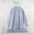 画像1: NATURAL LAUNDRY / ナテュラルランドリー 先染めブロード ワイド刺しゅうシャツ (1)