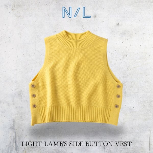 画像1: NATURAL LAUNDRY / ナテュラルランドリー ライトラム サイドボタンベスト (1)