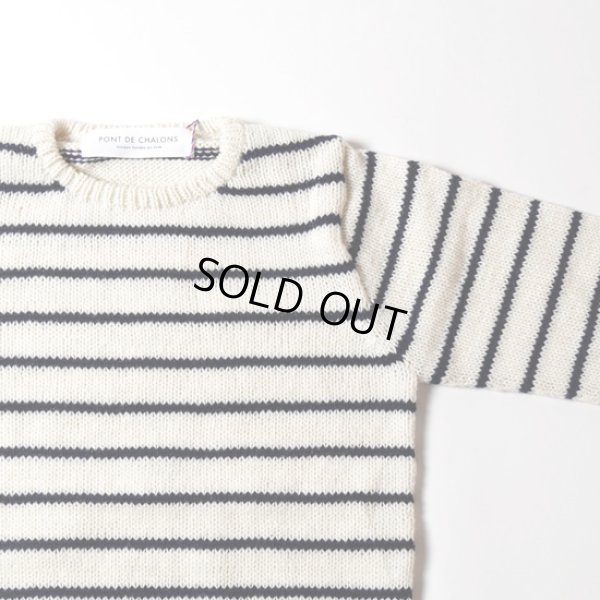 画像3: PONT DE CHALONS / ポンデシャロン ペルーニット ハートパッチボーダープルオーバー (3)