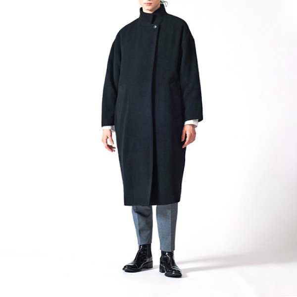 画像2: mizuiroind / ミズイロインド ウールブレンド スタンドカラーコート (2)