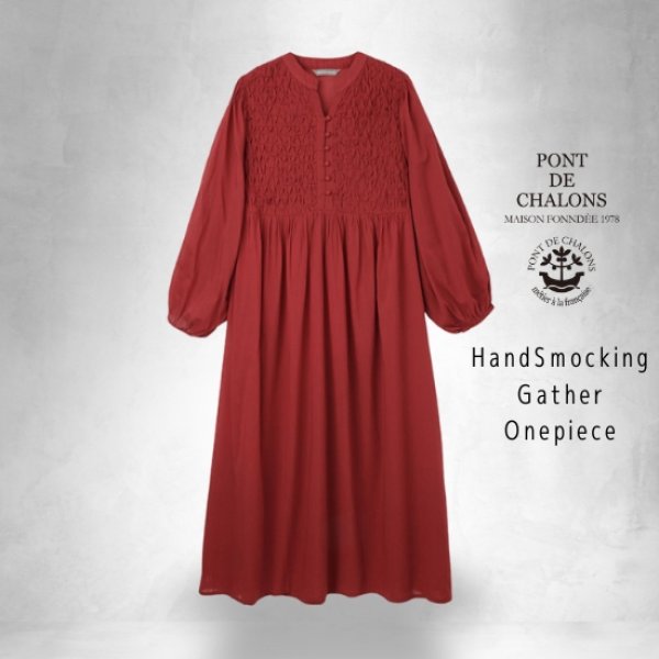 画像7: PONT DE CHALONS / ポンデシャロン ハンドスモッキングギャザーワンピース (7)