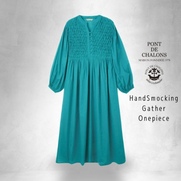 画像6: PONT DE CHALONS / ポンデシャロン ハンドスモッキングギャザーワンピース (6)
