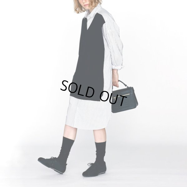 画像3: KELEN / ケレン ニットベスト重ね着風ストライプシャツワンピース APOLU (3)