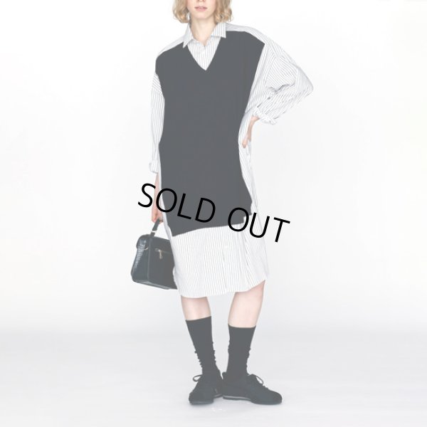 画像5: KELEN / ケレン ニットベスト重ね着風ストライプシャツワンピース APOLU (5)