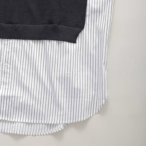 画像10: KELEN / ケレン ニットベスト重ね着風ストライプシャツワンピース APOLU (10)