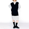 画像4: KELEN / ケレン ニットベスト重ね着風ストライプシャツワンピース APOLU (4)