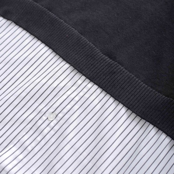 画像9: KELEN / ケレン ニットベスト重ね着風ストライプシャツワンピース APOLU (9)