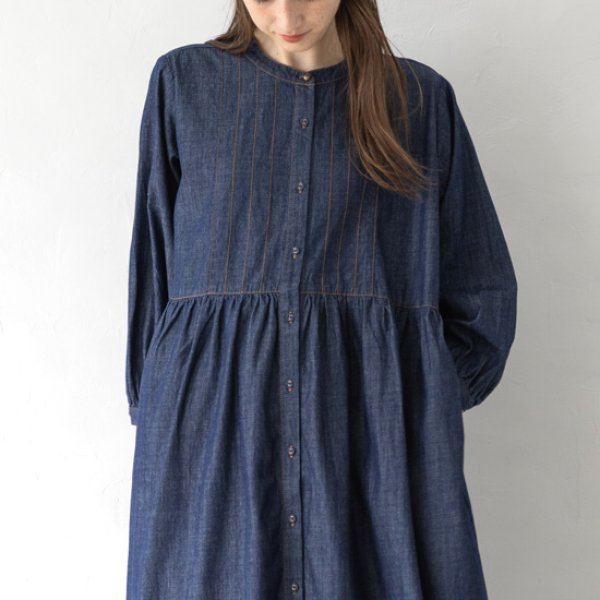 画像3: sosotto / ソソット 5.5ozデニム ビブヨークギャザーワンピース (3)